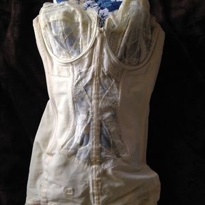 COPY - Corde de Paris Open Btm French Lace Girdle Corset. Vintage full length G…